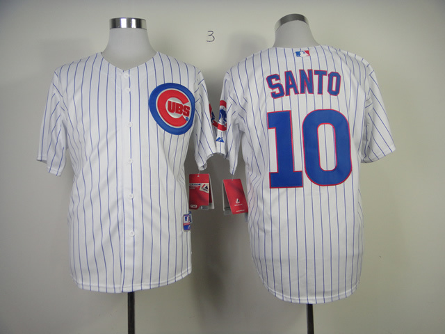 Men Chicago Cubs 10 Santo White MLB Jerseys